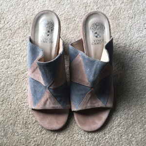 Suede Patterned Block Heels